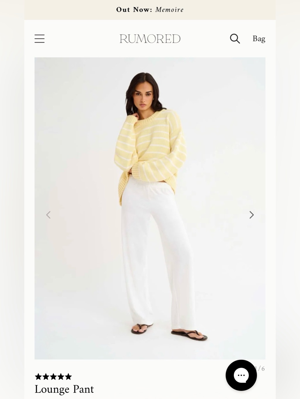 Rumored Lounge Pant Medium In White Terry — image 8 of 8